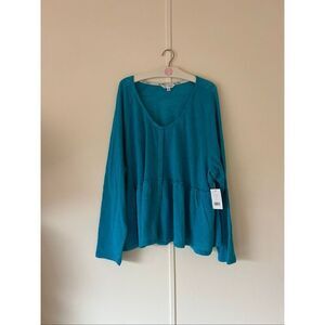 Daily Thread Blue Button Up Long Sleeve Top Woman’s Size 2X NEW